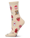 Women's "Vintage Baking" Rayon-Blend Fine-Gauge Novelty Crew Sock
