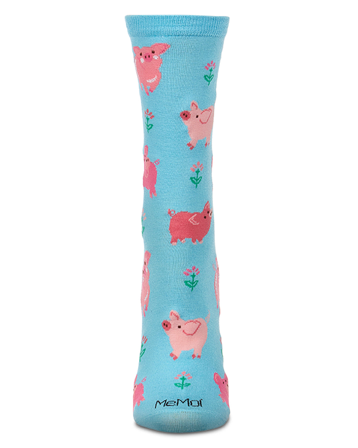 Women's "Piggies" Rayon-Blend Fine-Gauge Novelty Crew Sock