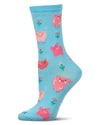 Women's "Piggies" Rayon-Blend Fine-Gauge Novelty Crew Sock