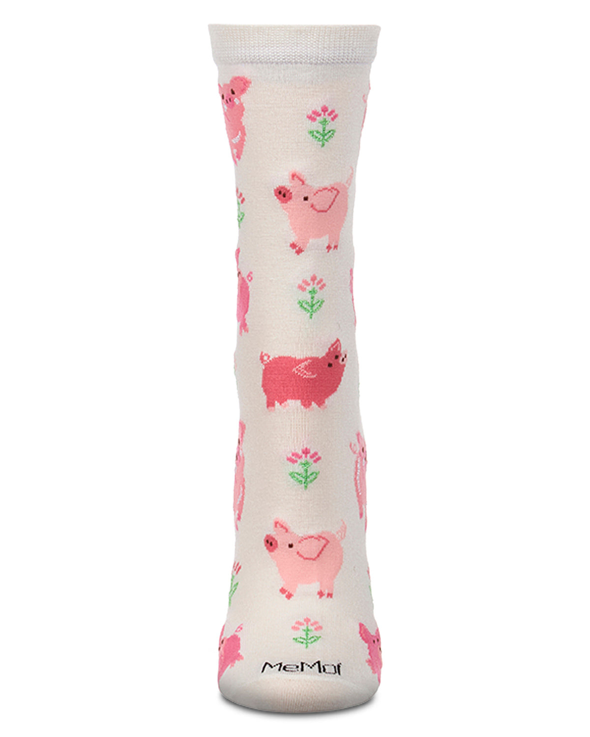 Women's "Piggies" Rayon-Blend Fine-Gauge Novelty Crew Sock