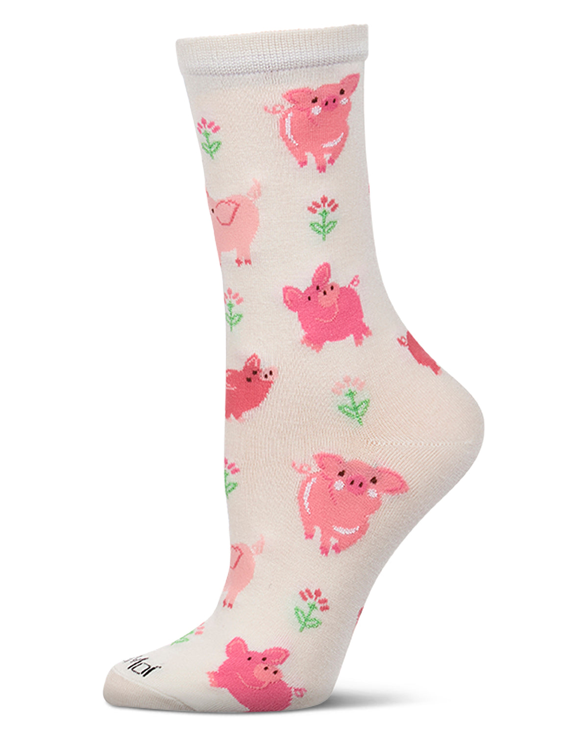 Women's "Piggies" Rayon-Blend Fine-Gauge Novelty Crew Sock
