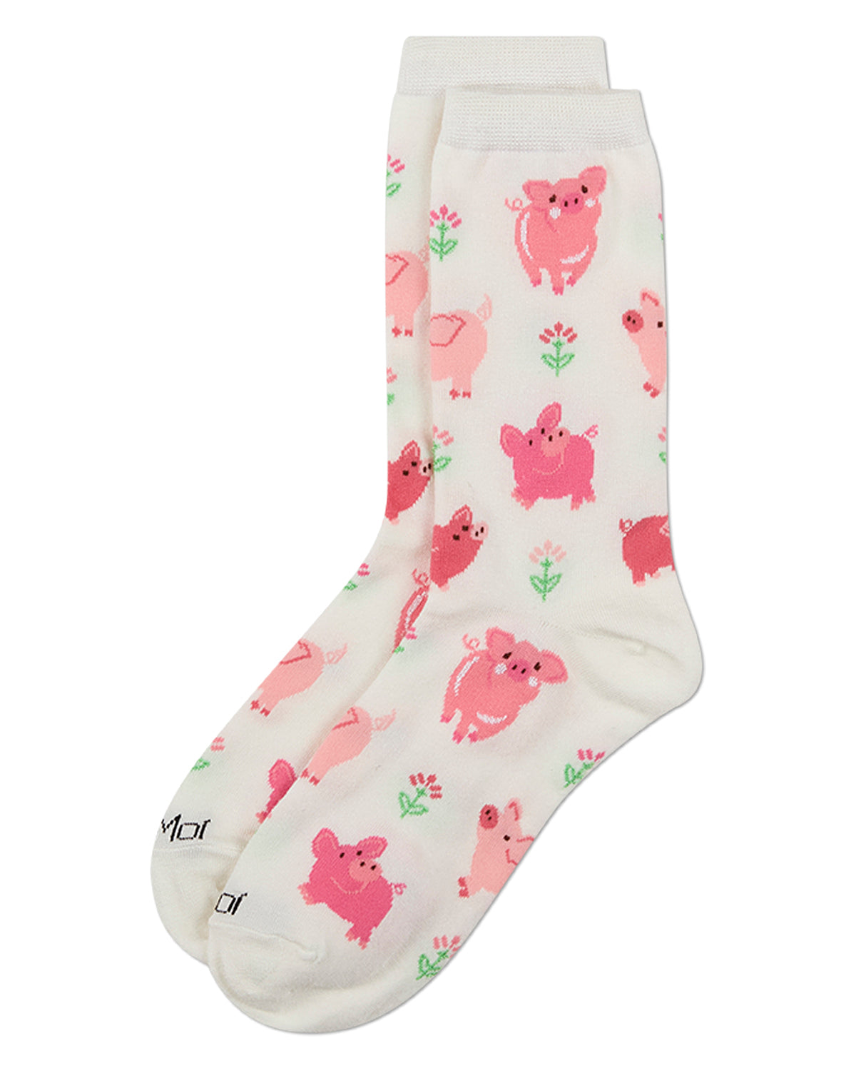 Women's "Piggies" Rayon-Blend Fine-Gauge Novelty Crew Sock