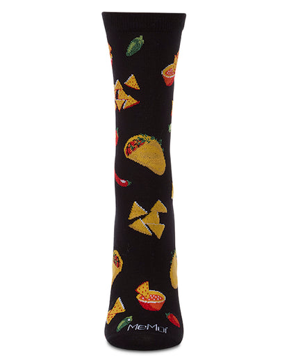 Women's "Ole Taco" Rayon-Blend Fine-Gauge Novelty Crew Sock