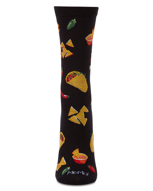 Women's "Ole Taco" Rayon-Blend Fine-Gauge Novelty Crew Sock