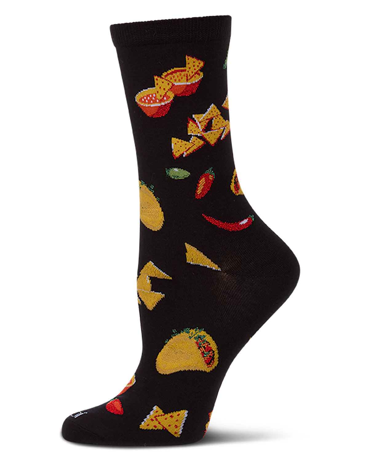 Women's "Ole Taco" Rayon-Blend Fine-Gauge Novelty Crew Sock