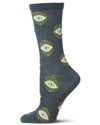 Women's "Evil Eye" Rayon-Blend Fine-Gauge Novelty Crew Sock