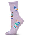 Women's "Winter Goose" Rayon-Blend Fine-Gauge Novelty Crew Sock