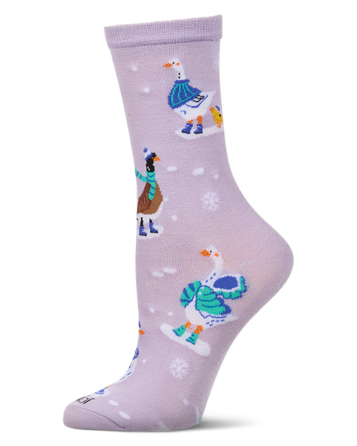 Women's "Winter Goose" Rayon-Blend Fine-Gauge Novelty Crew Sock