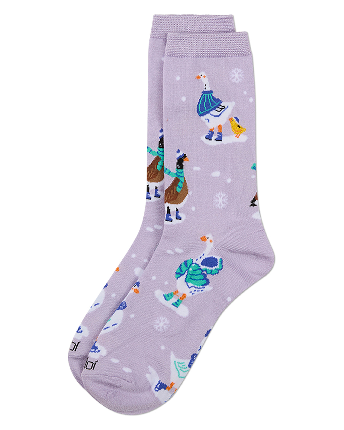 Women's "Winter Goose" Rayon-Blend Fine-Gauge Novelty Crew Sock