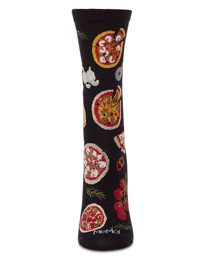 Women's "Pizza Party" Rayon-Blend Fine-Gauge Novelty Crew Sock