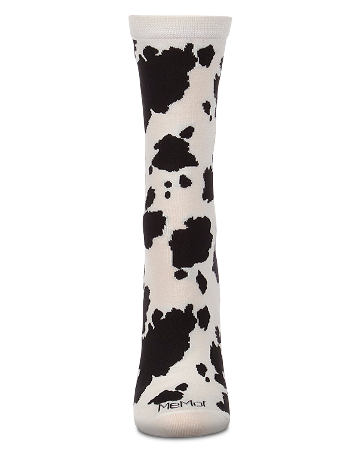 Women's "Cowbell" Rayon-Blend Cow-Themed Novelty Crew Sock