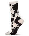 Women's "Cowbell" Rayon-Blend Cow-Themed Novelty Crew Sock