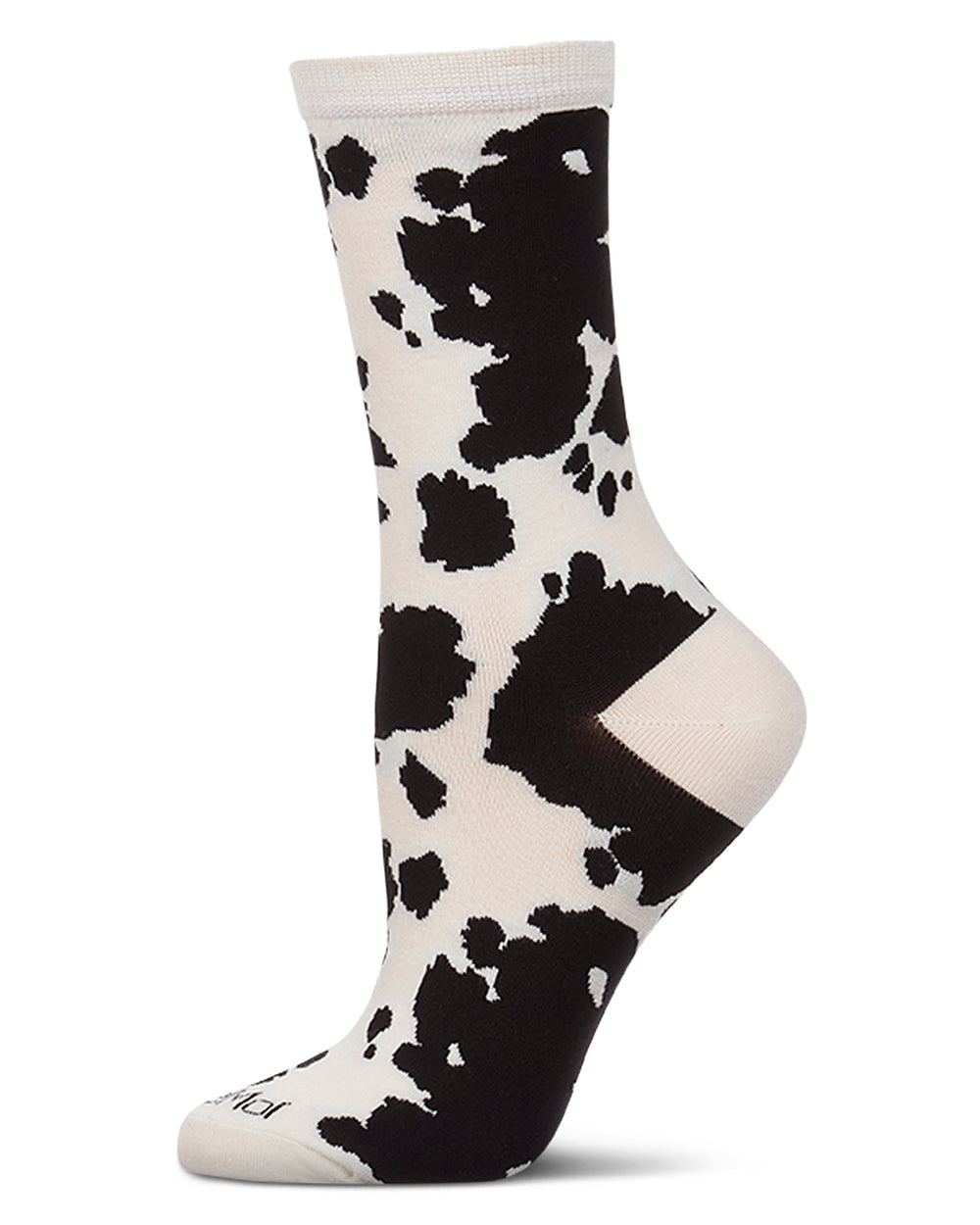 Women's "Cowbell" Rayon-Blend Cow-Themed Novelty Crew Sock