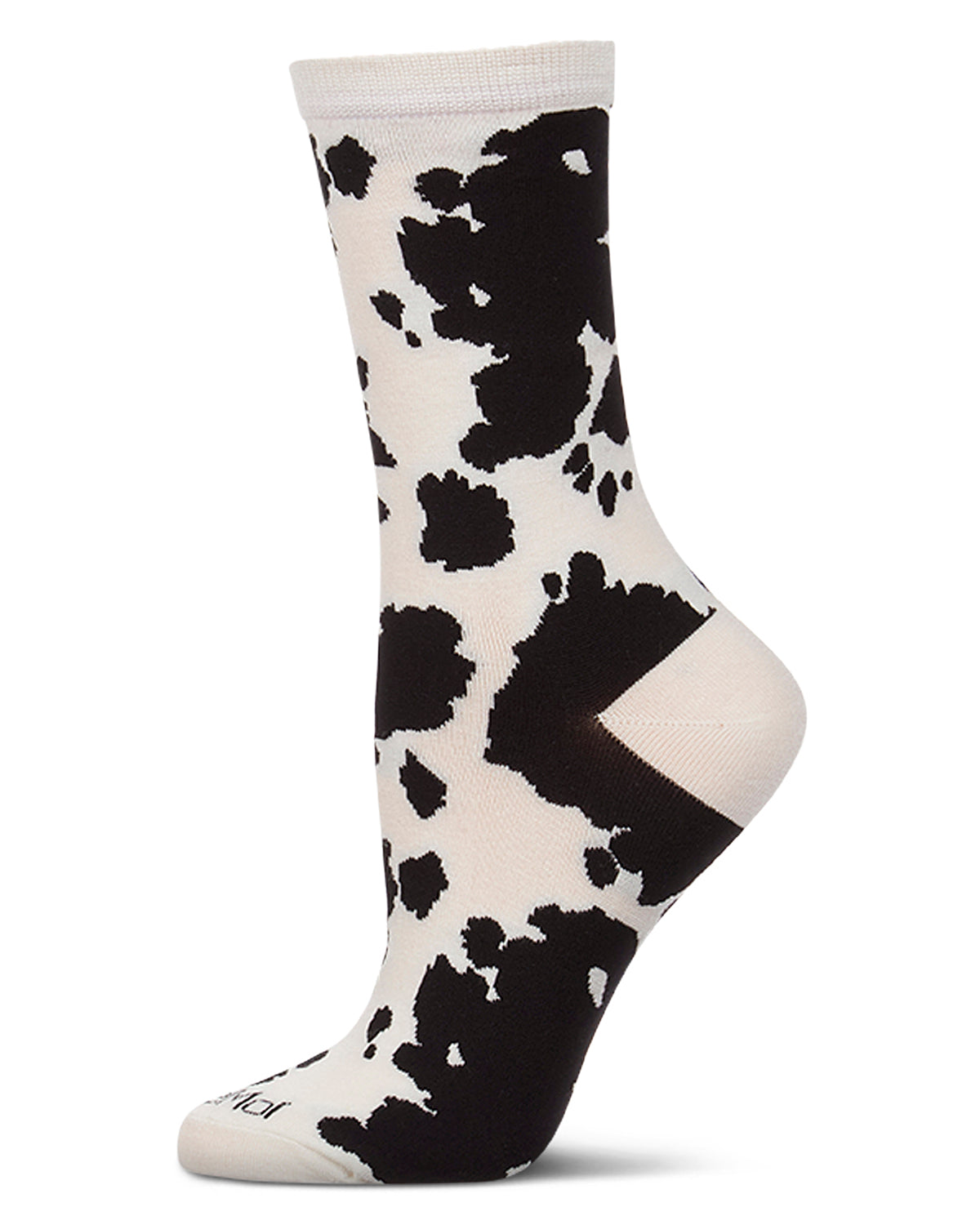 Women's "Cowbell" Rayon-Blend Cow-Themed Novelty Crew Sock