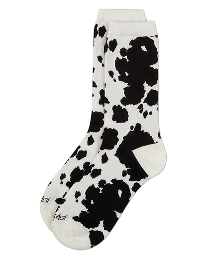 Women's "Cowbell" Rayon-Blend Cow-Themed Novelty Crew Sock