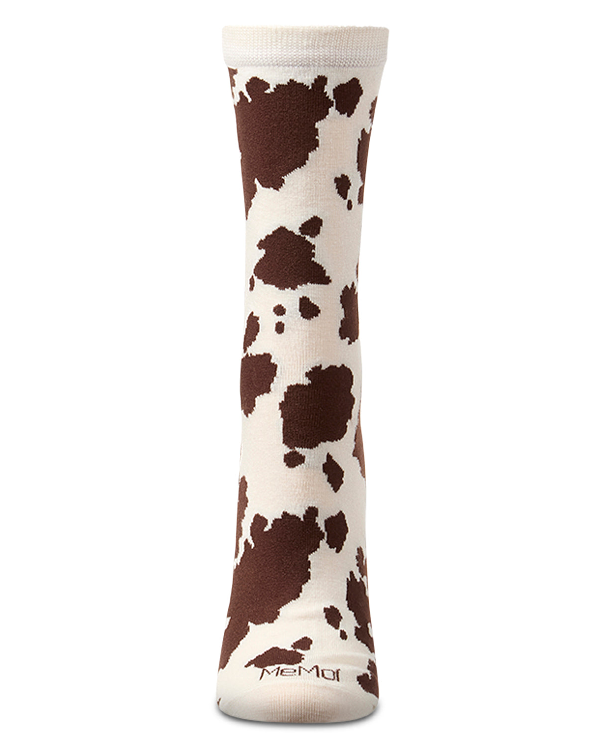 Women's "Cowbell" Rayon-Blend Cow-Themed Novelty Crew Sock