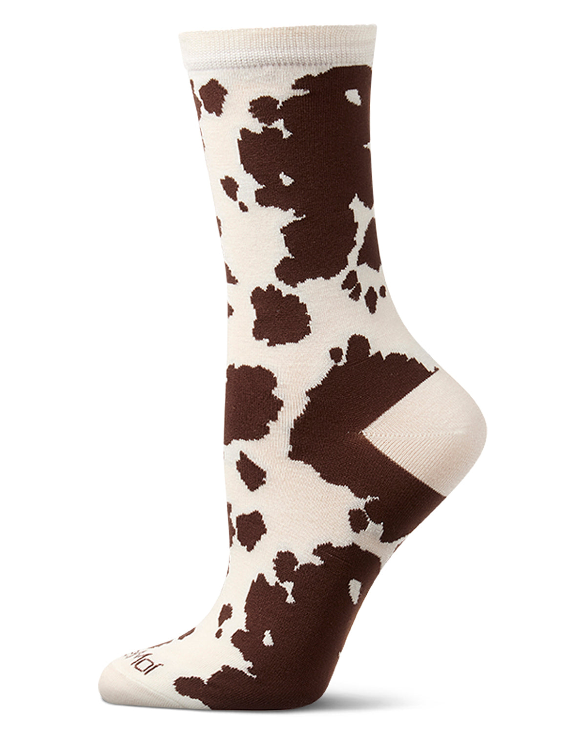Women's "Cowbell" Rayon-Blend Cow-Themed Novelty Crew Sock
