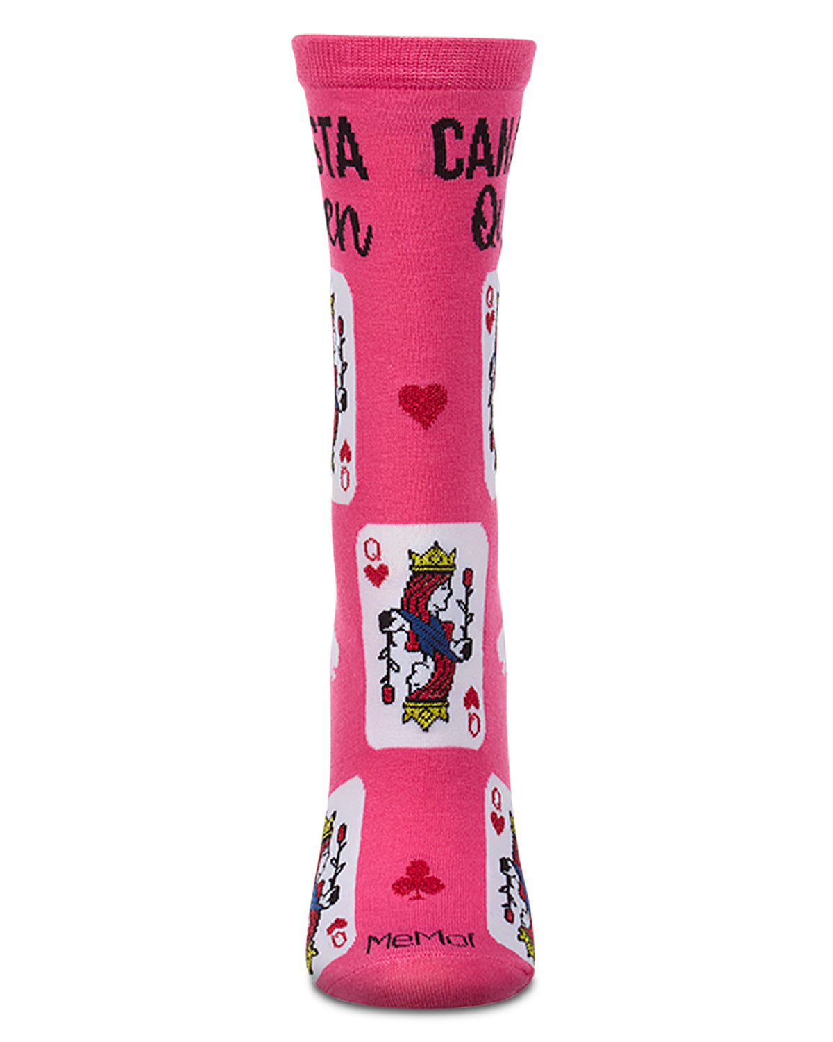 Women's "Canasta Queen" Rayon-Blend Fine-Gauge Novelty Crew Sock