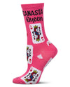 Women's "Canasta Queen" Rayon-Blend Fine-Gauge Novelty Crew Sock