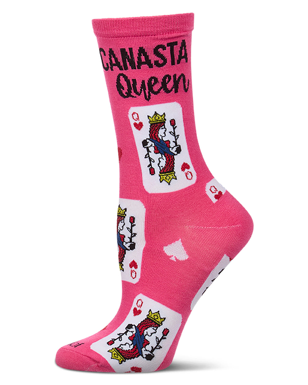 Women's "Canasta Queen" Rayon-Blend Fine-Gauge Novelty Crew Sock