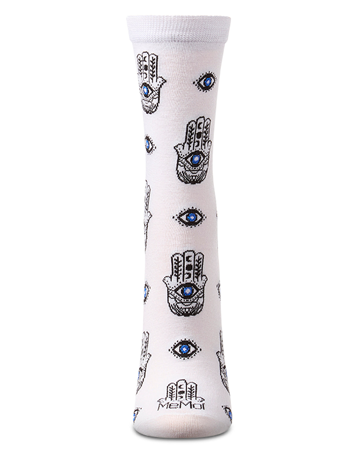 Women's "Hamsa" Rayon-Blend Fine-Gauge Novelty Crew Sock