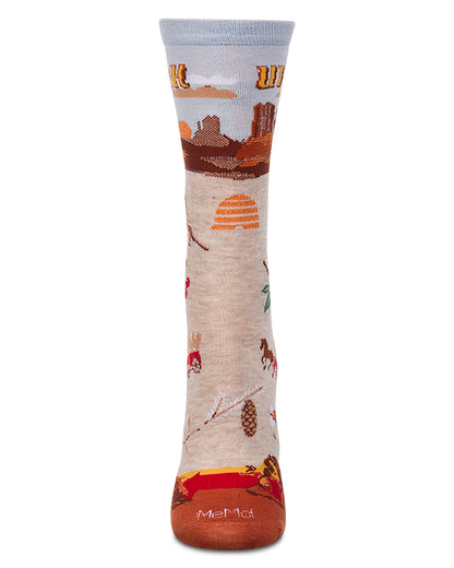 Women's Utah-Themed Rayon-Blend Fine-Gauge Novelty Crew Sock