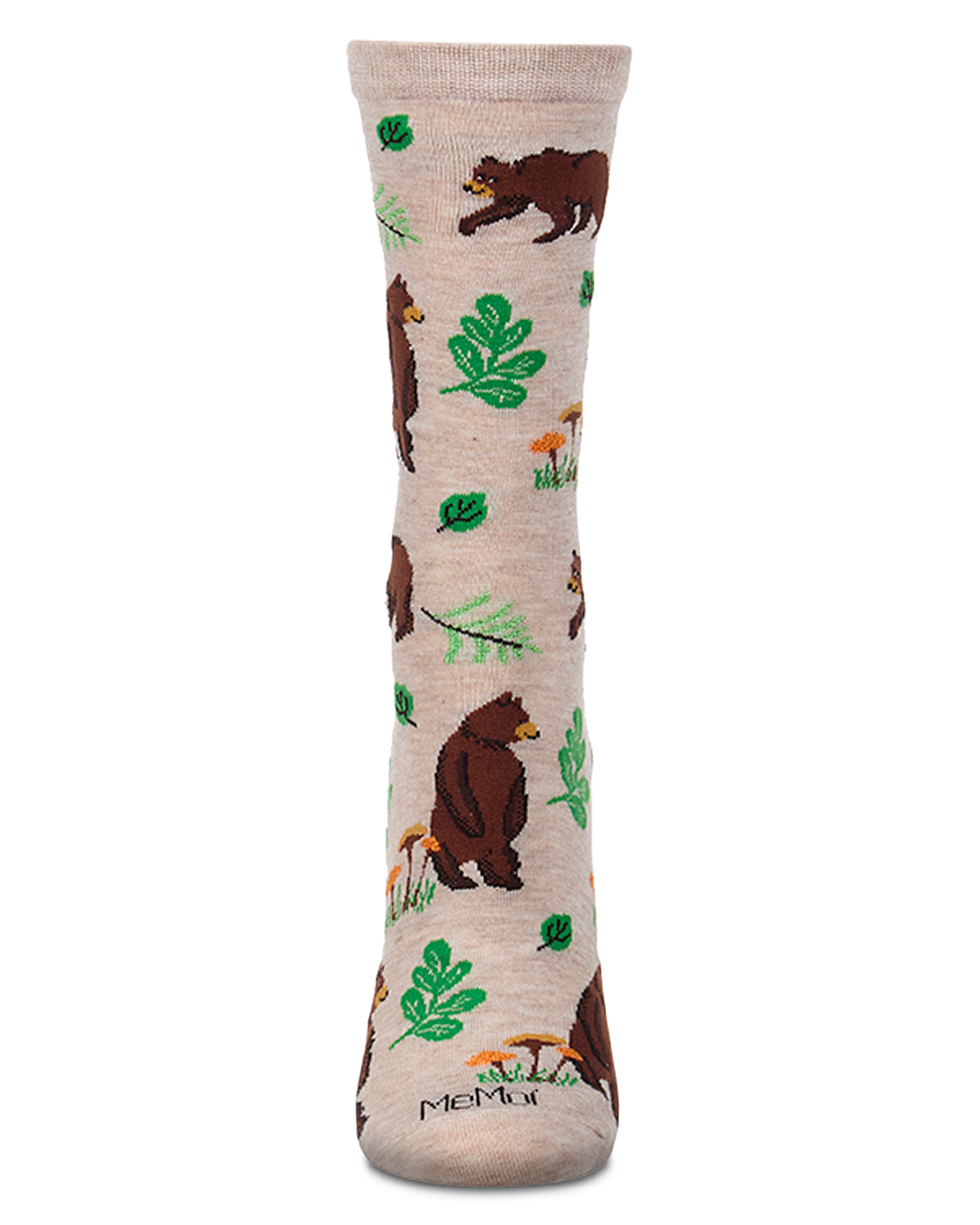 Women's "Bear Outing" Rayon-Blend Fine-Gauge Novelty Crew Sock