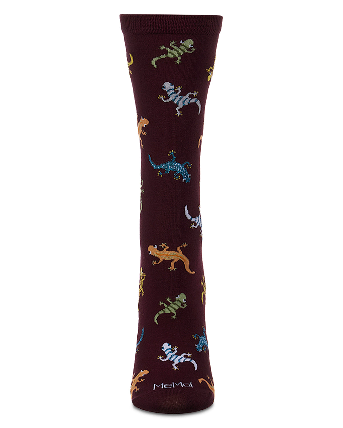Women's Gecko-Themed Rayon-Blend Fine-Gauge Novelty Crew Sock