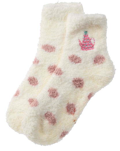 Women's "Tea Tree" Embroidered Holiday Non-Skid Cozy Crew Sock