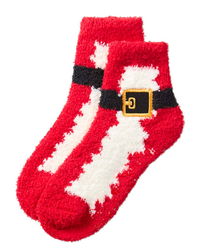 Women's "Santa's Suit" Embroidered Non-Skid Novelty Cozy Crew Sock