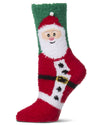 Women's Embroidered Santa Claus Plush Cozy Novelty Crew Sock