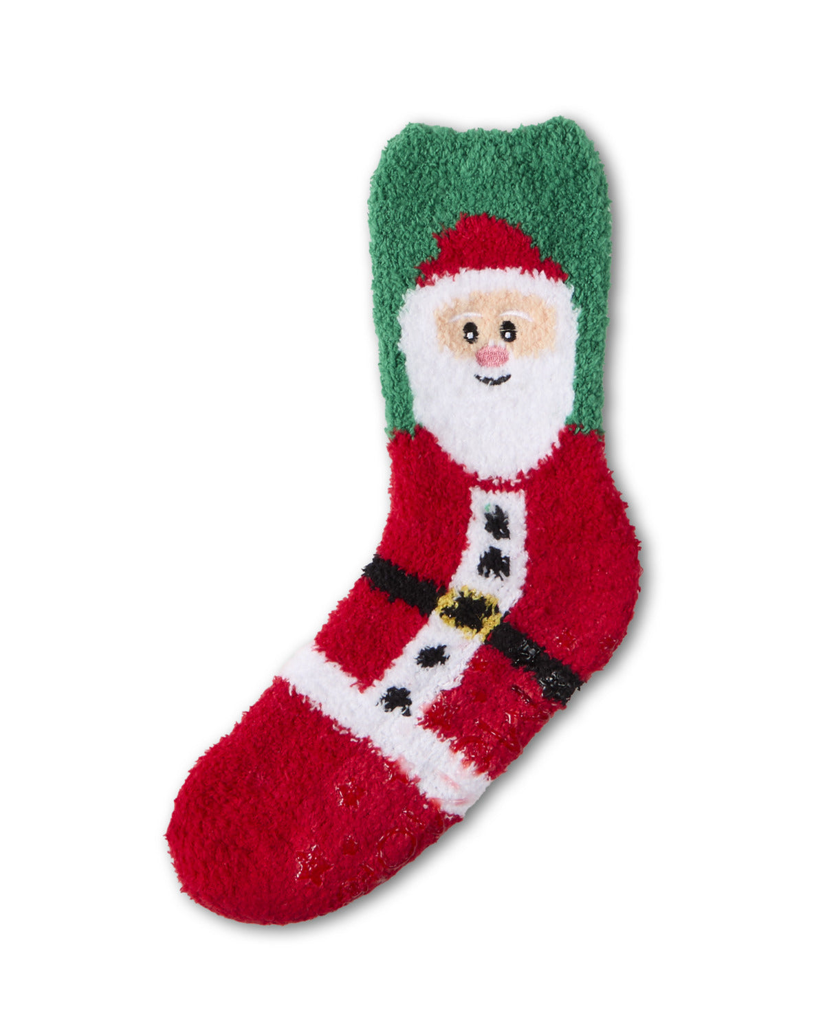 Women's Embroidered Santa Claus Plush Cozy Novelty Crew Sock