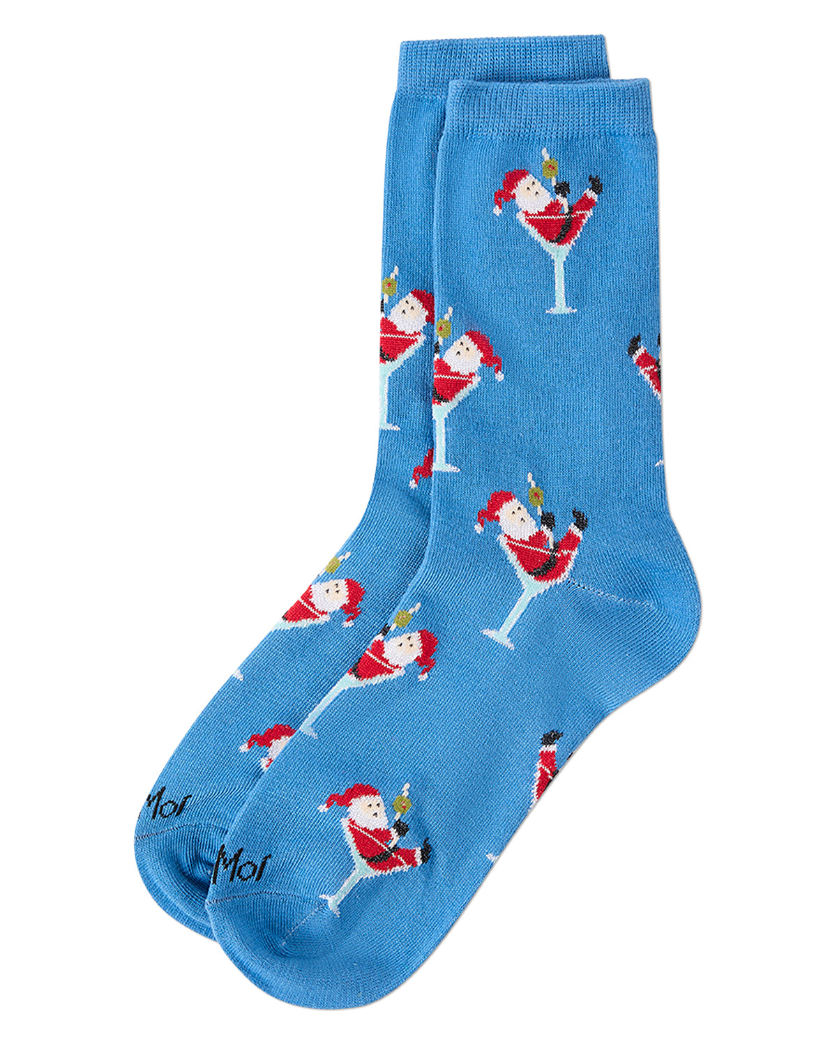 Women's "Santa Cocktail" Holiday Fine-Gauge Novelty Crew Sock