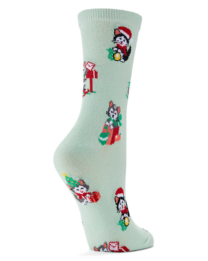 Women's Retro Christmas Kittens Holiday Novelty Crew Sock
