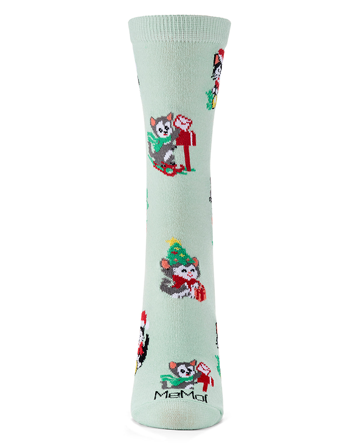 Women's Retro Christmas Kittens Holiday Novelty Crew Sock