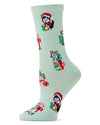 Women's Retro Christmas Kittens Holiday Novelty Crew Sock