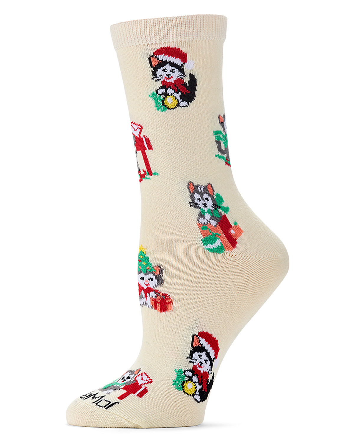 Women's Retro Christmas Kittens Holiday Novelty Crew Sock