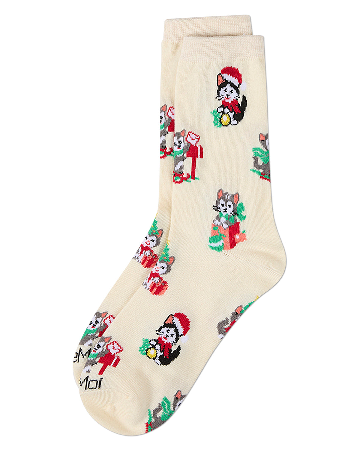 Women's Retro Christmas Kittens Holiday Novelty Crew Sock