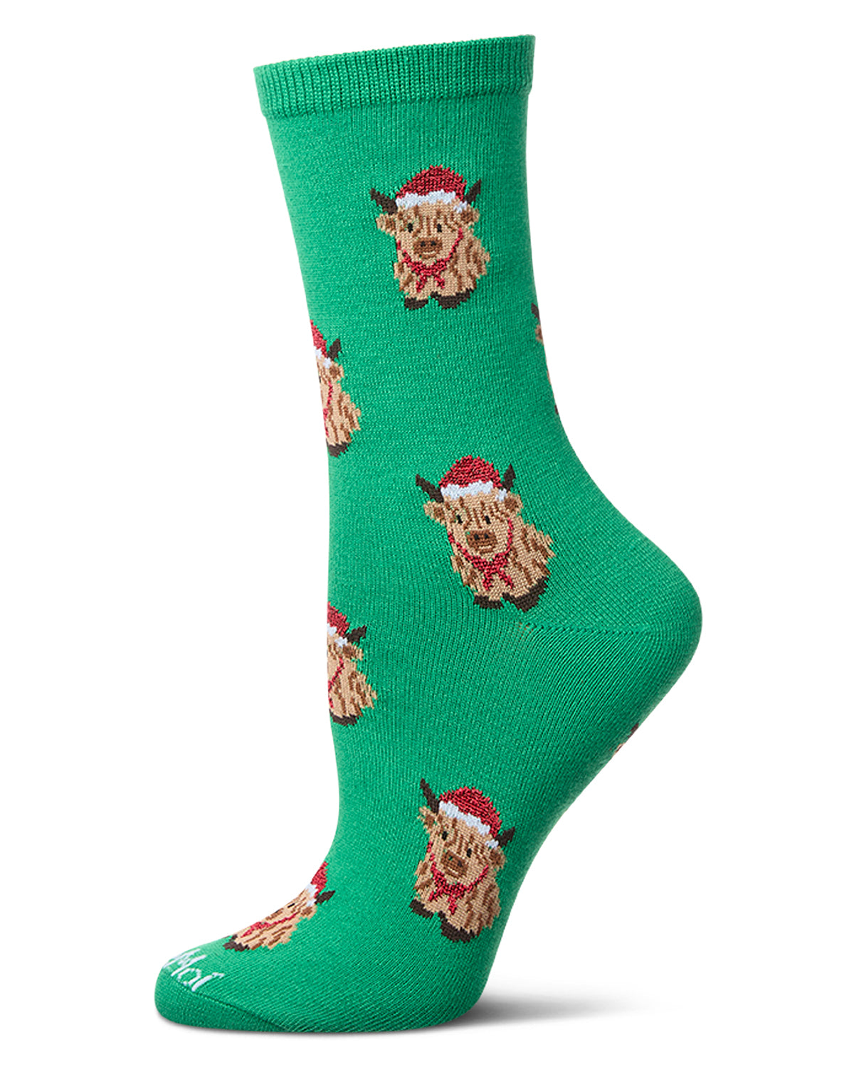 Women's "Highland Cows" Holiday Fine-Gauge Christmas Novelty Crew Sock