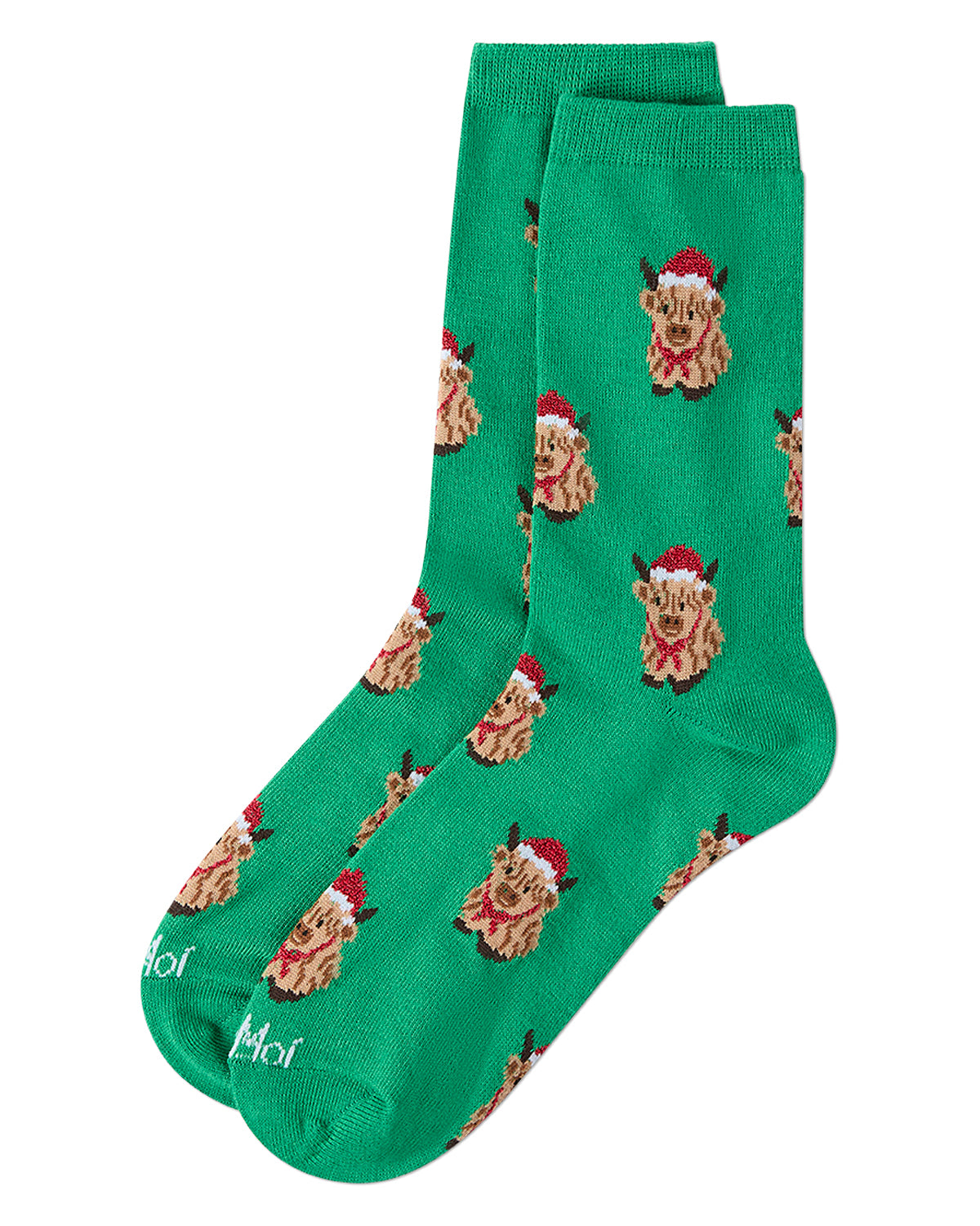 Women's "Highland Cows" Holiday Fine-Gauge Christmas Novelty Crew Sock