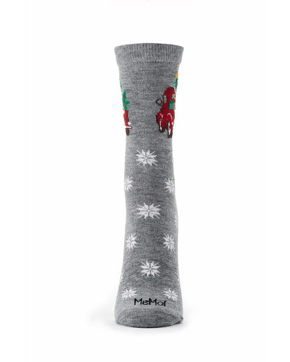 Women's "Highland Cow Holiday Truck" Christmas Novelty Crew Sock