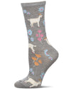 Women's Goats-Themed Rayon-Blend Fine-Gauge Novelty Crew Sock