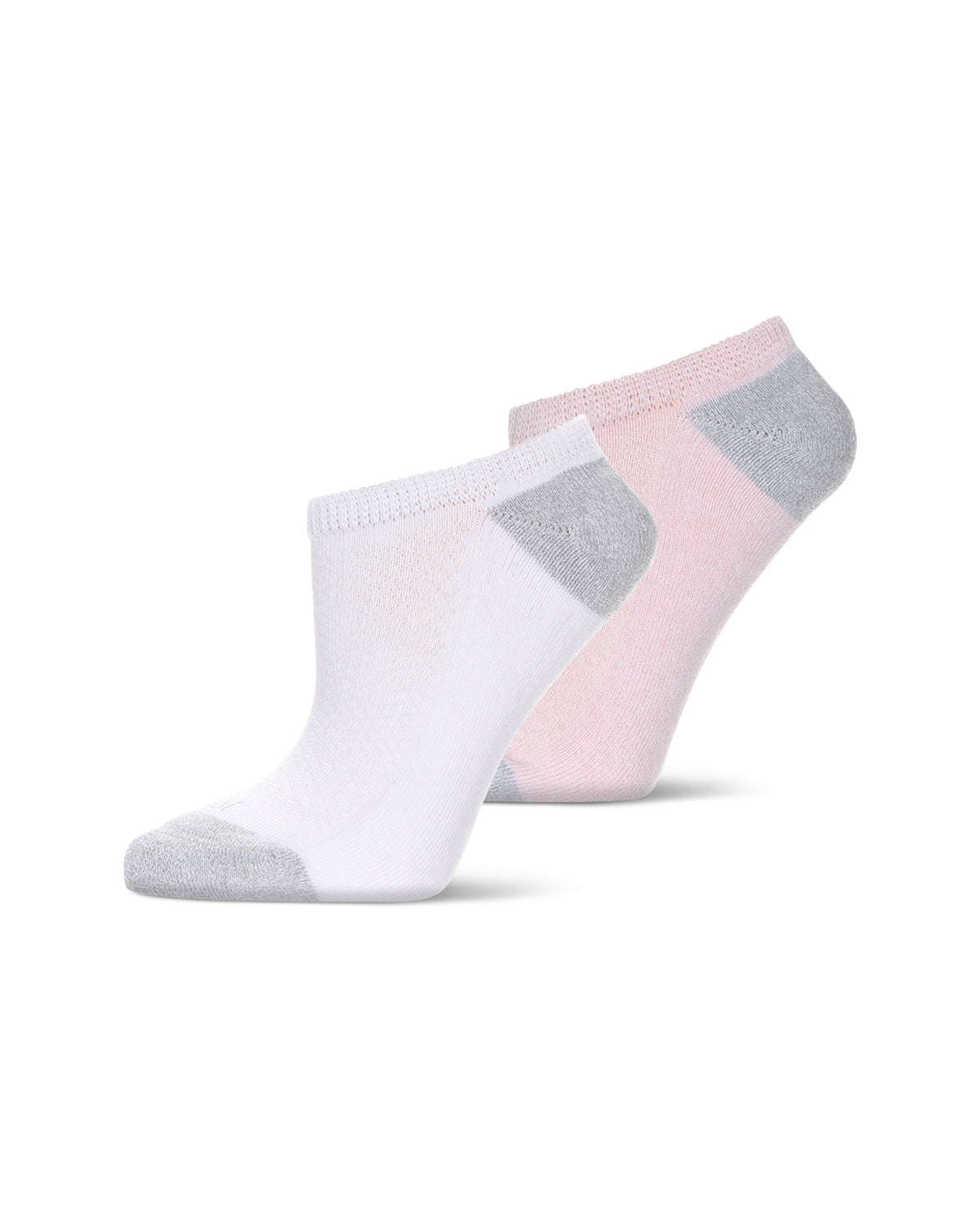 2 Pair Unisex Diabetic Half Cushion No Show Sneaker Liners : Color: Pink/White