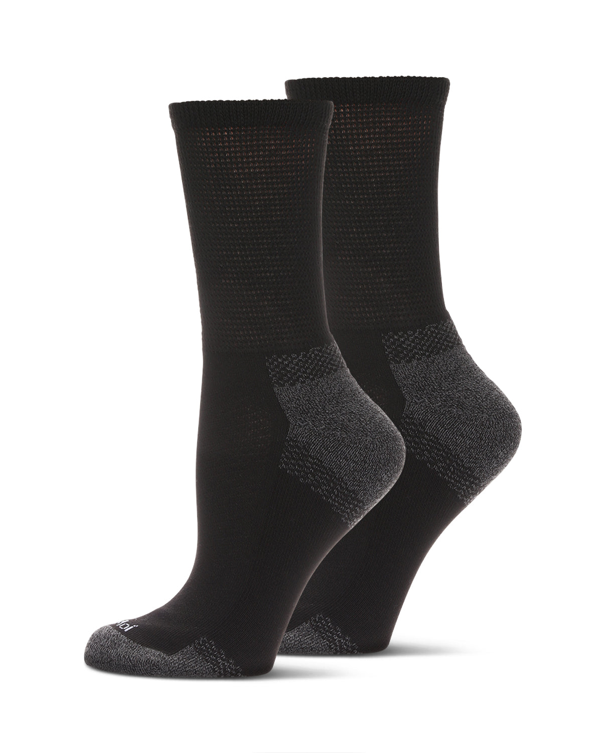 2 Pair Pack Unisex Diabetic Half Cushion Quarter Socks : Color: Black/Black