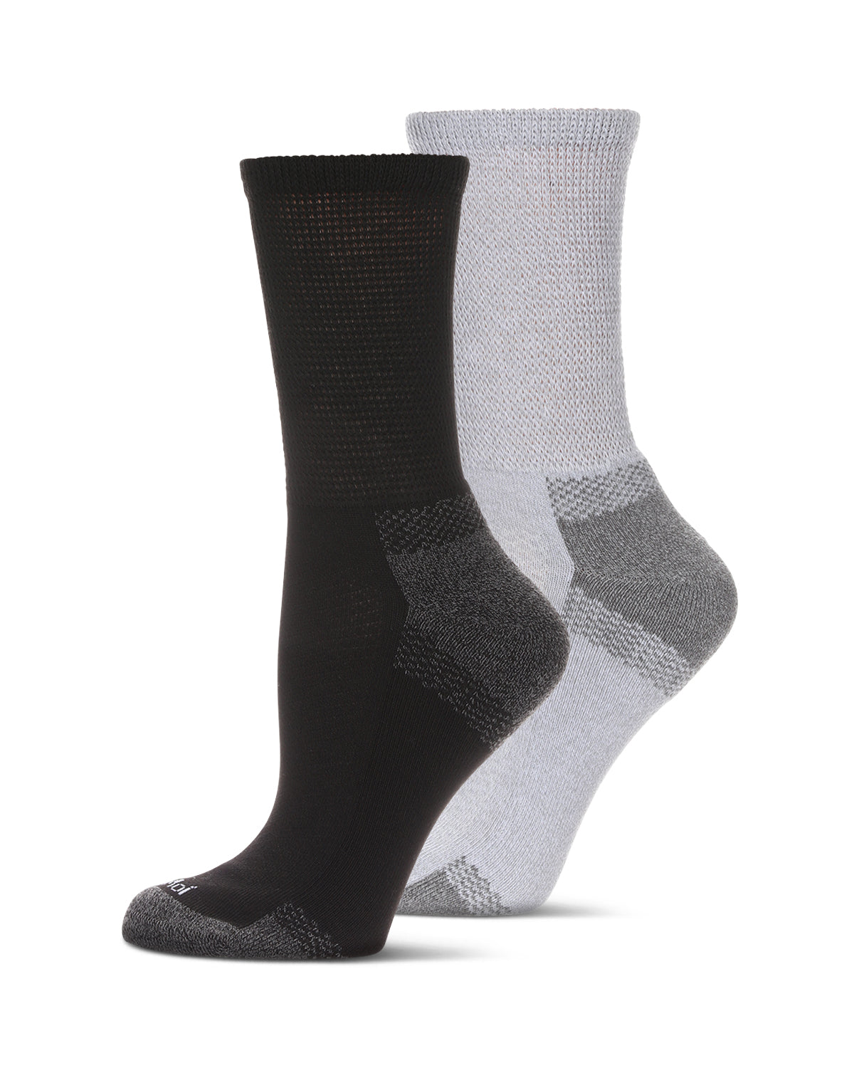 2 Pair Pack Unisex Diabetic Half Cushion Quarter Socks : Color: Gray-Black
