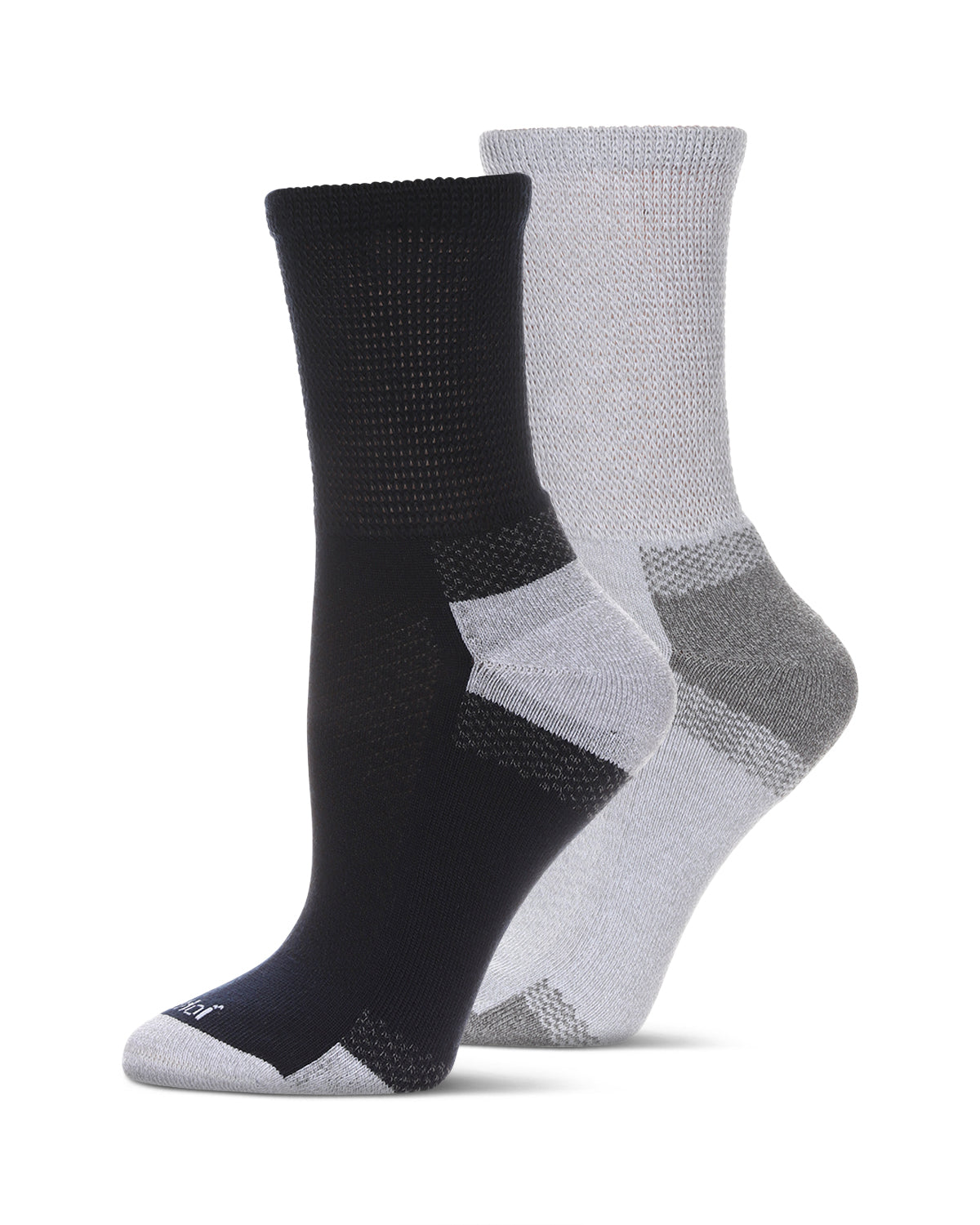 2 Pair Pack Unisex Diabetic Half Cushion Quarter Socks : Color: Navy-Gray