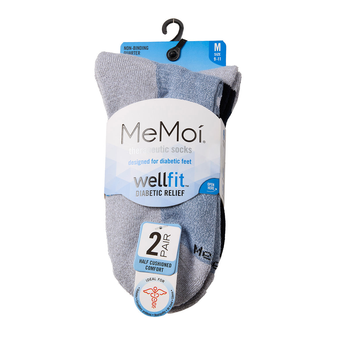 2 Pair Unisex Diabetic Vintage Stripe Half Cushion Quarter Socks : Color: Denim