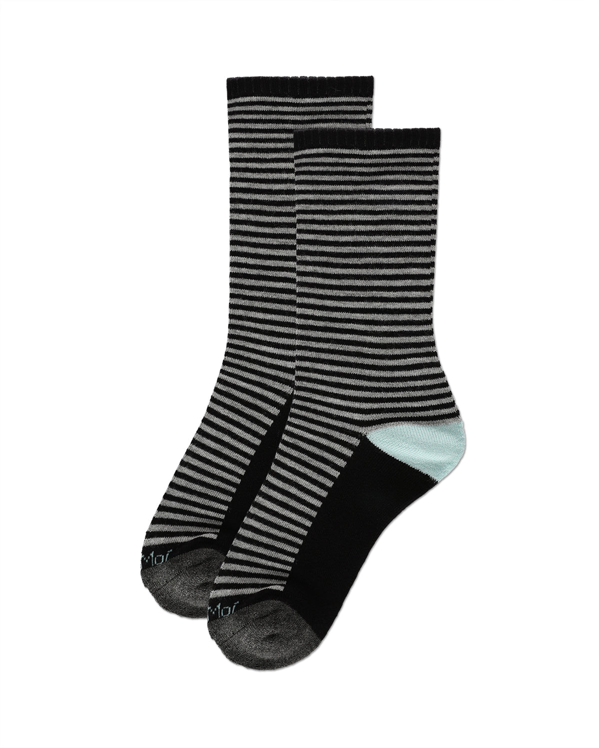 2 Pair Diabetic Dots/Stripes Half Cushion Crew Socks : Color: Black