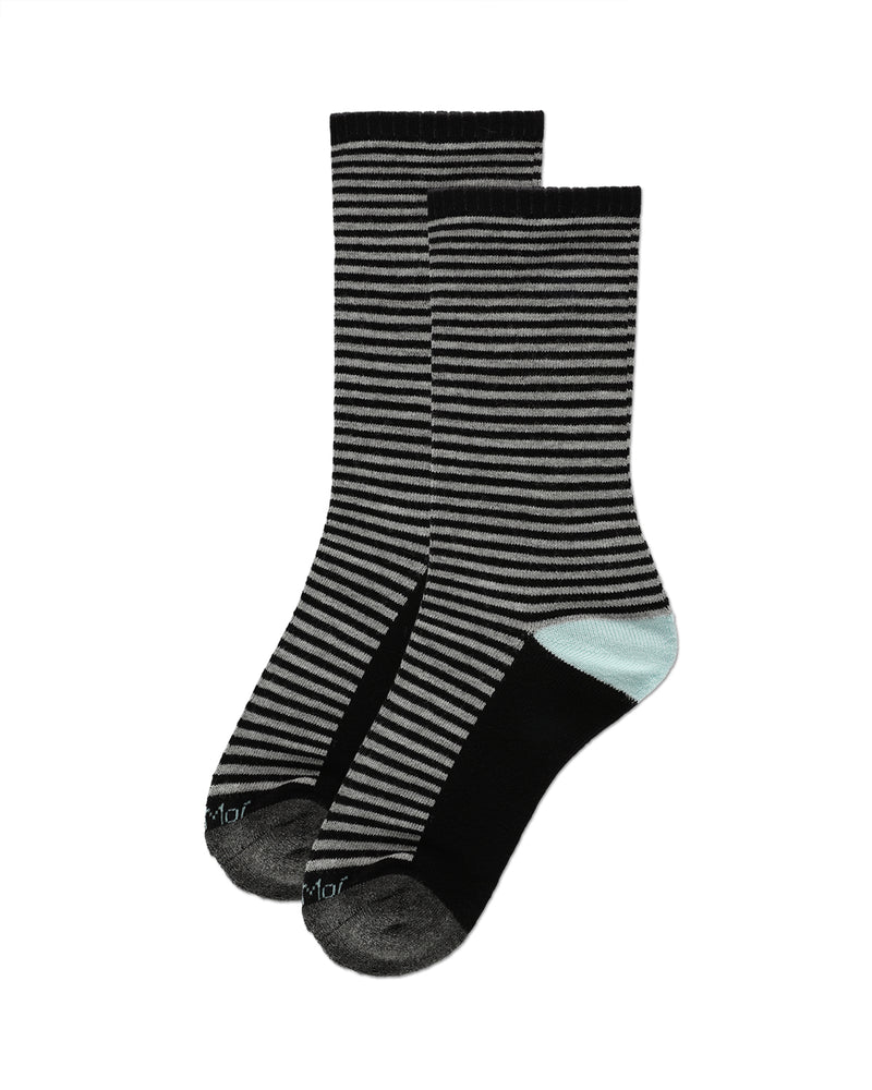 2 Pair Diabetic Dots/Stripes Half Cushion Crew Socks