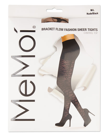 Bracket Flow Fashion Sheer Tights : Color: Nude/Black